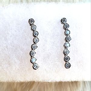 Tiffany inspired sterling silver .925 FAS bezel drop post back earrings